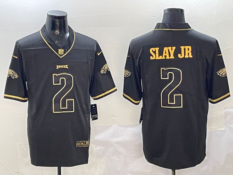 Men Philadelphia Eagles #2 Slay jr Black gold Throwback 2025 Nike Limited NFL Jersey style 1->philadelphia eagles->NFL Jersey